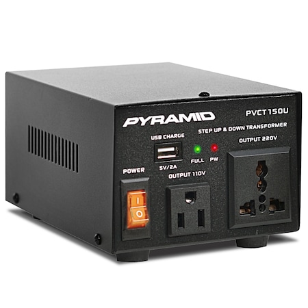 Pyramid Power Voltage Converter, 120V AC to 240V AC, 240V AC to 120V AC, Metal PVCT150U